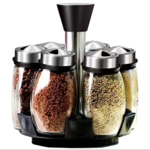 Rotating Stainless Steel Spice Rack Set