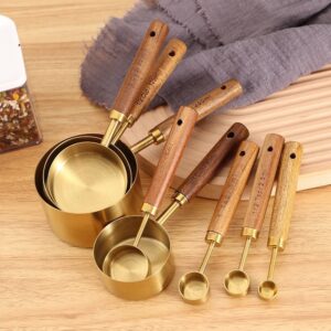 Gold and Wood Premium Measuring Cups